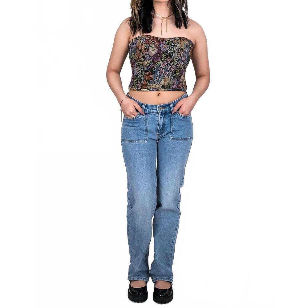 NEW TIC TOC lace-up back tapestry corset top in multi